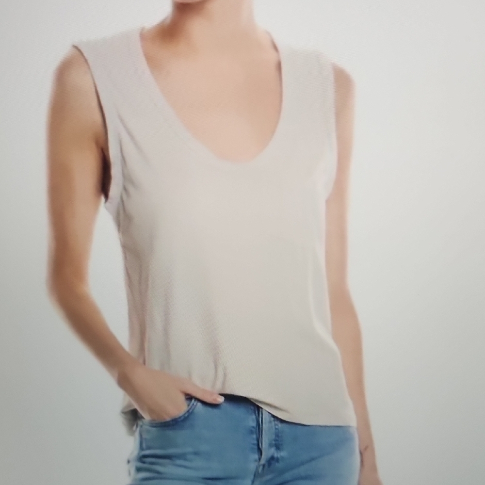 James Perse Picket Tank Top Salt Color Size 2
